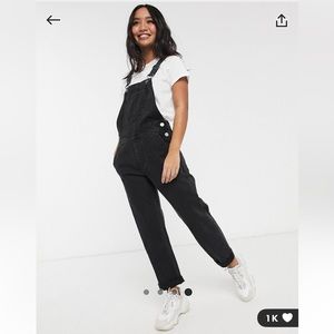 ASOS Design Petite denim overall washed black